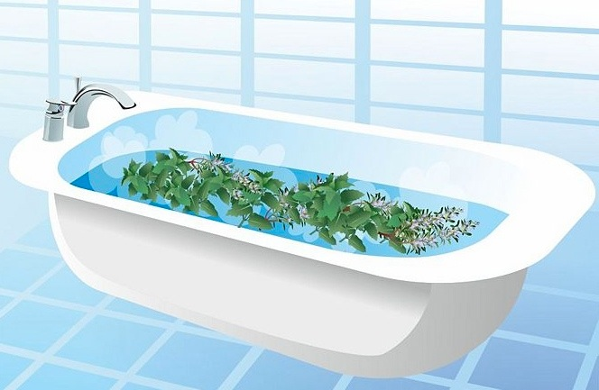 Herbal bath preparation with dried herbs